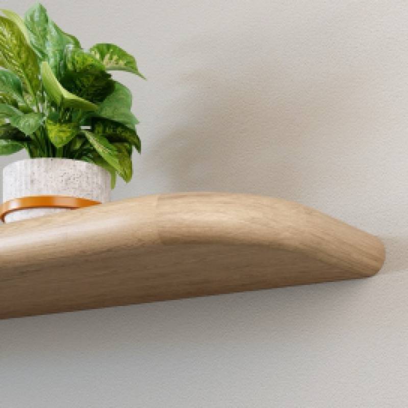 Eiken Wandplank Dubbel afgerond - 25 x 200 x 450 mm