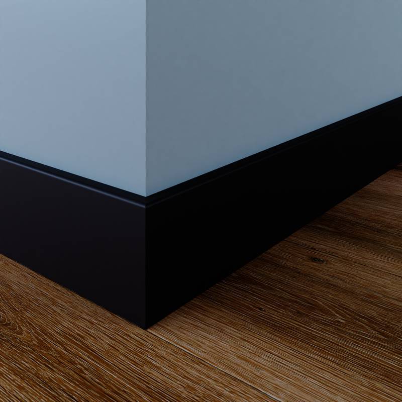 Gladde Folie Plint - 12 x 90 mm -  Zwart
